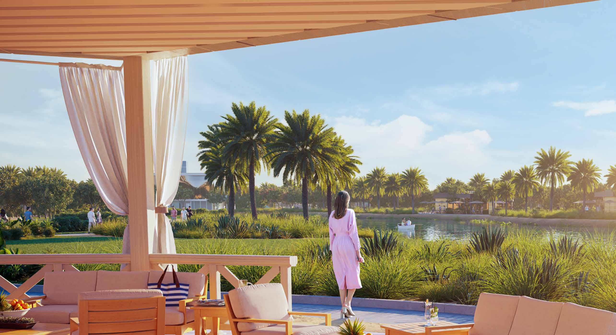 Landscaped garden view at DAMAC Hills 2